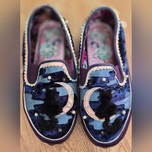 Irregular Choice Blue Velvet Cat Loafers